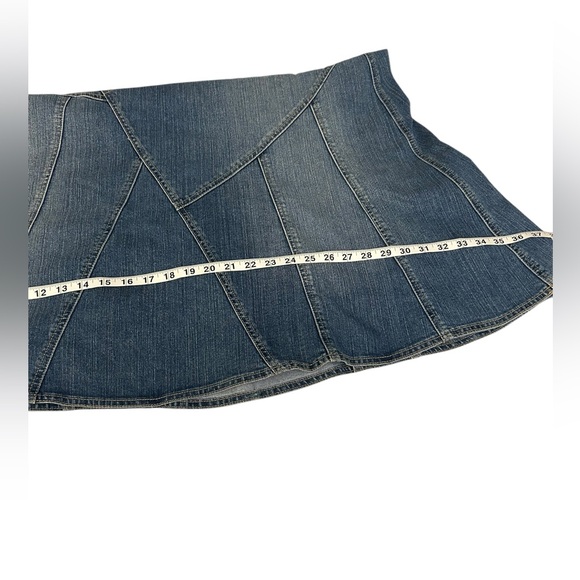GITANO Vintage Y2K Denim Flare Midi Patchwork Skirt Western Rodeo Cowgirl 18W - Picture 10 of 10